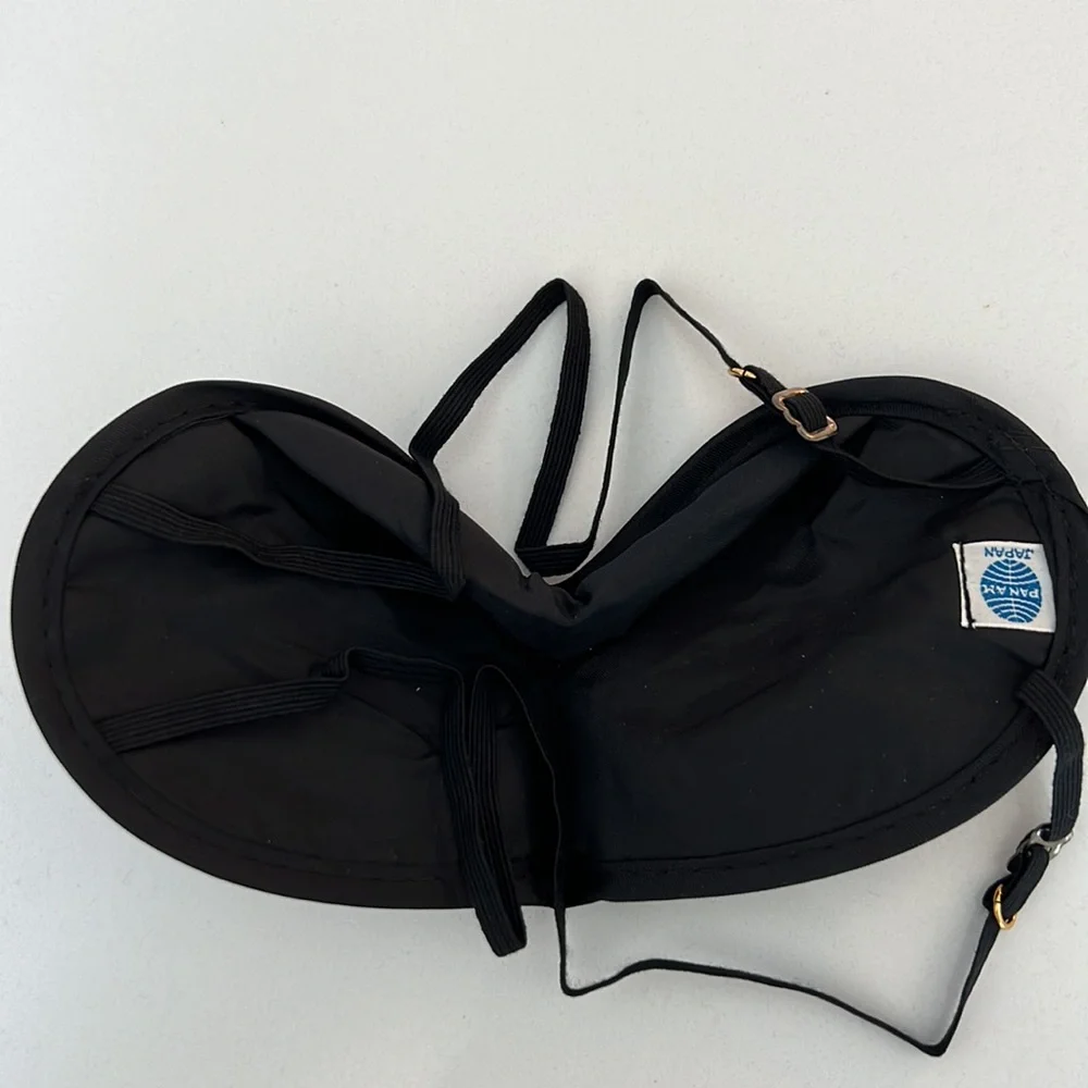 Vintage PAN AM Eye Shield 2 Sleep Masks Plaid Navy Blue Travel Memorabilia NEW